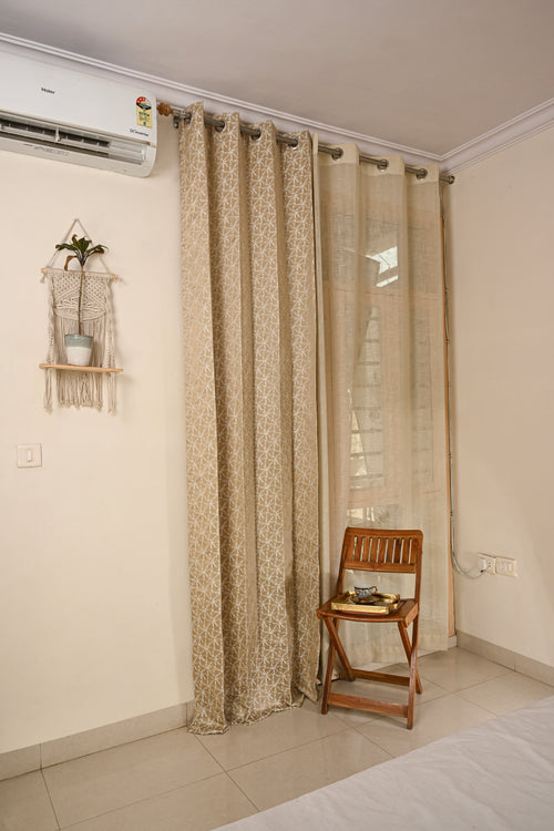 Box Pattern Golden Curtain Sydney Dimout Curtain