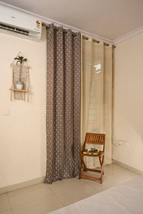 Box Pattern Brown Curtain Sydney Dimout Curtain