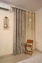 Saukins Natural V Grey Curtain