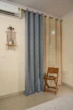 Saukins Geometry V Blue Curtain