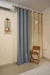 Saukins Geometry V Blue Curtain