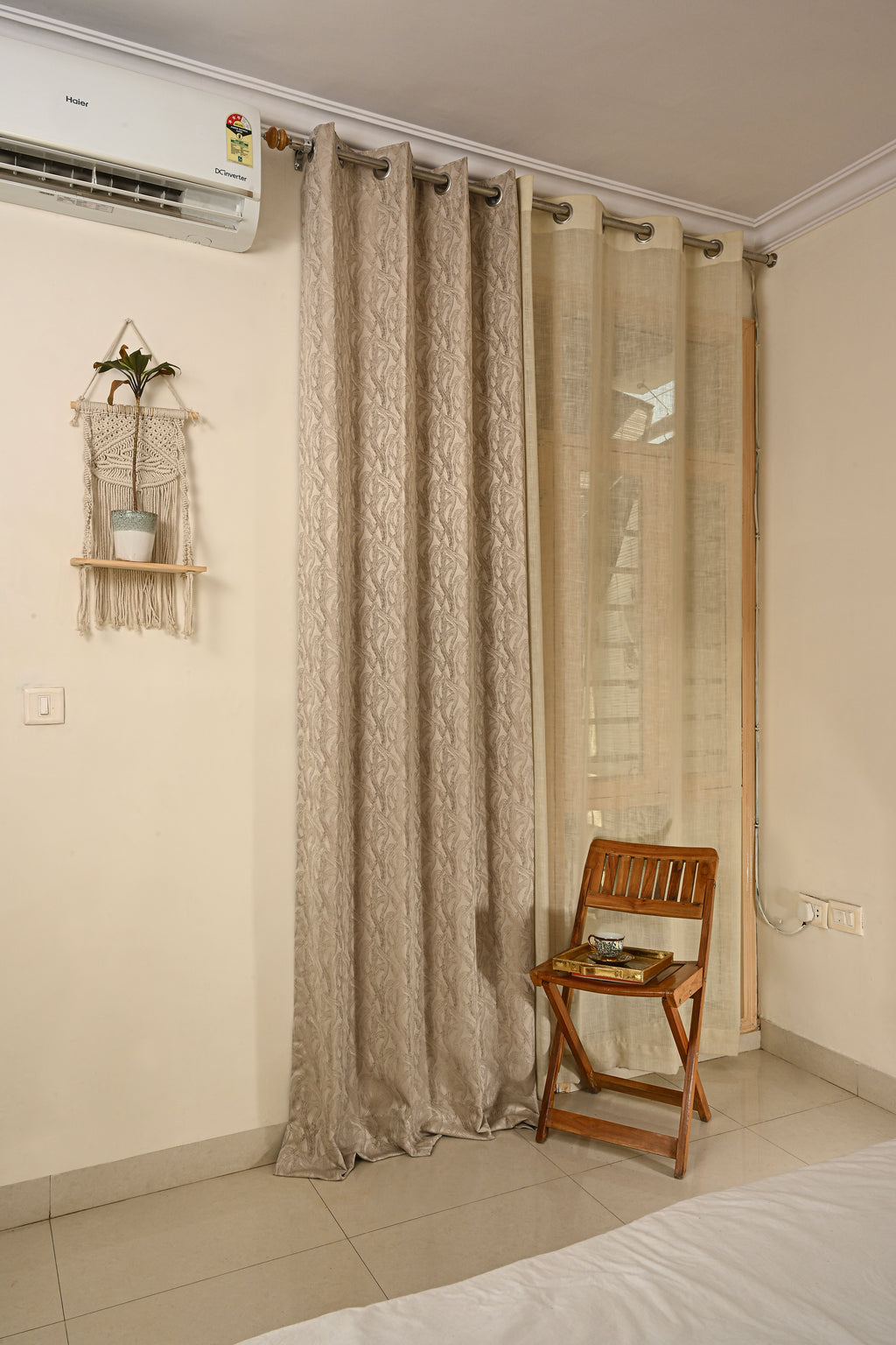 Saukins Geometry V Cream Curtain