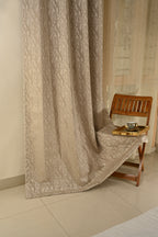 Saukins Geometry V Cream Curtain