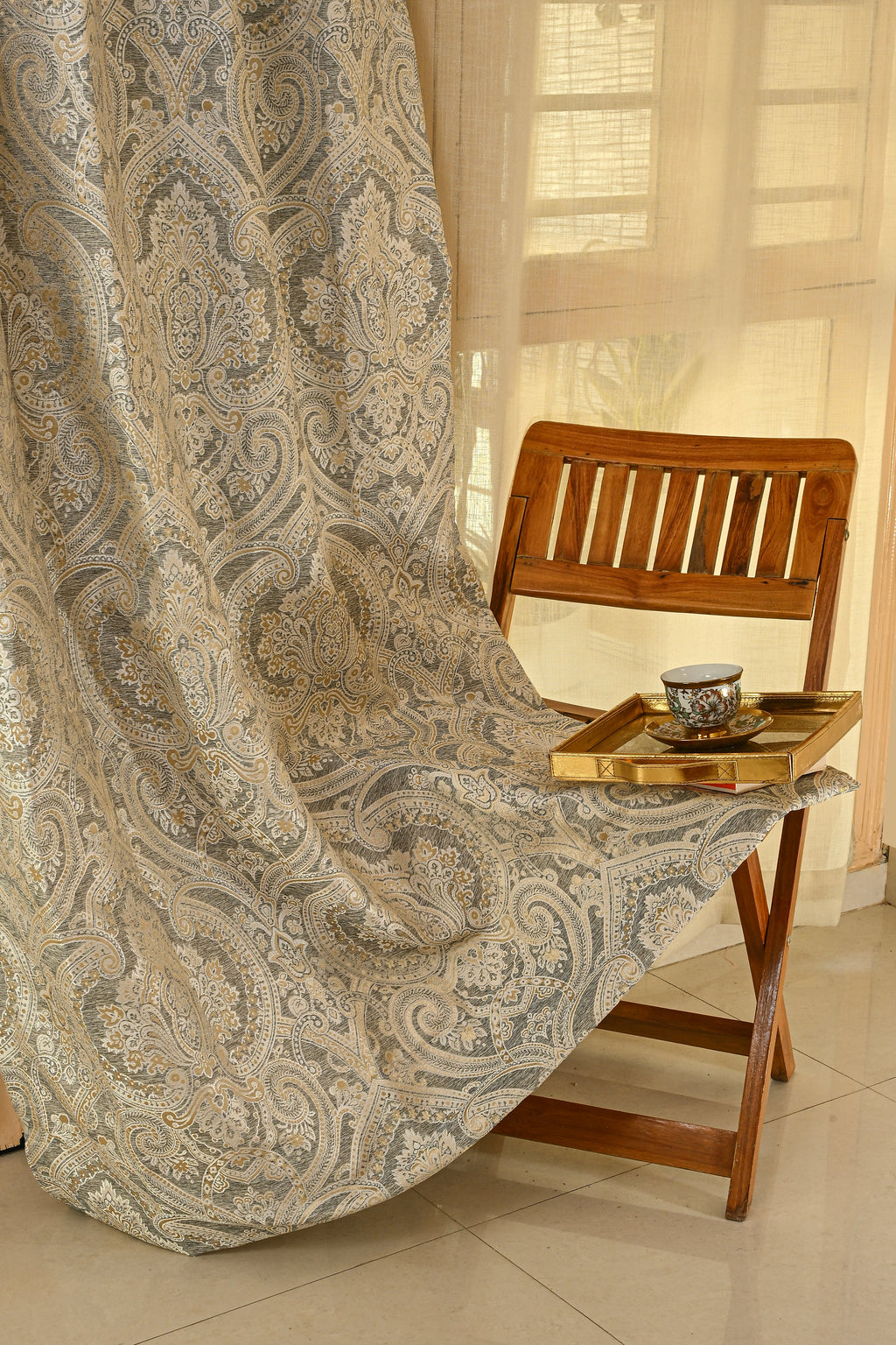 Saukins Taj III Grey Curtain