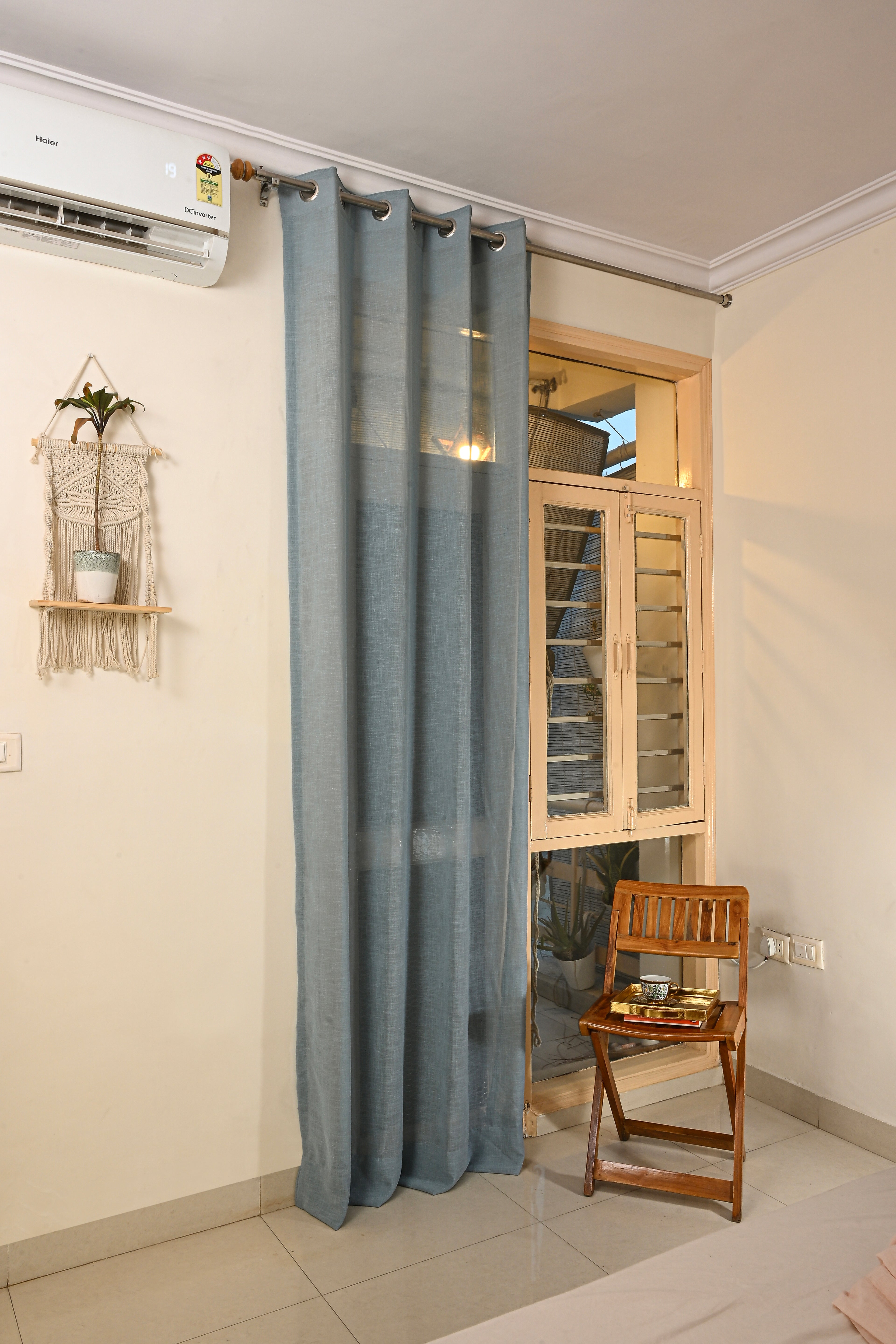 Net Sheer Curtain with Cushions pack of 3 curtains