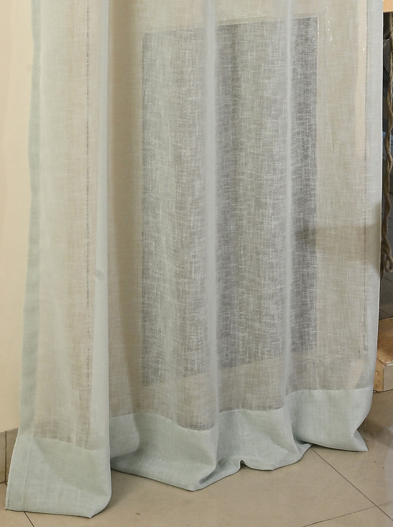 Saukins Sheer Olive Grey Curtain