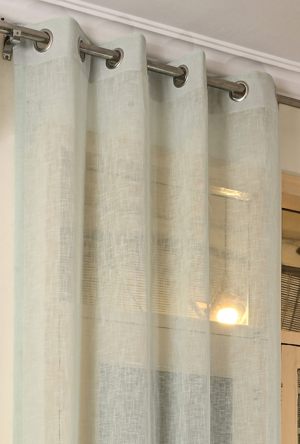 Saukins Sheer Olive Grey Curtain