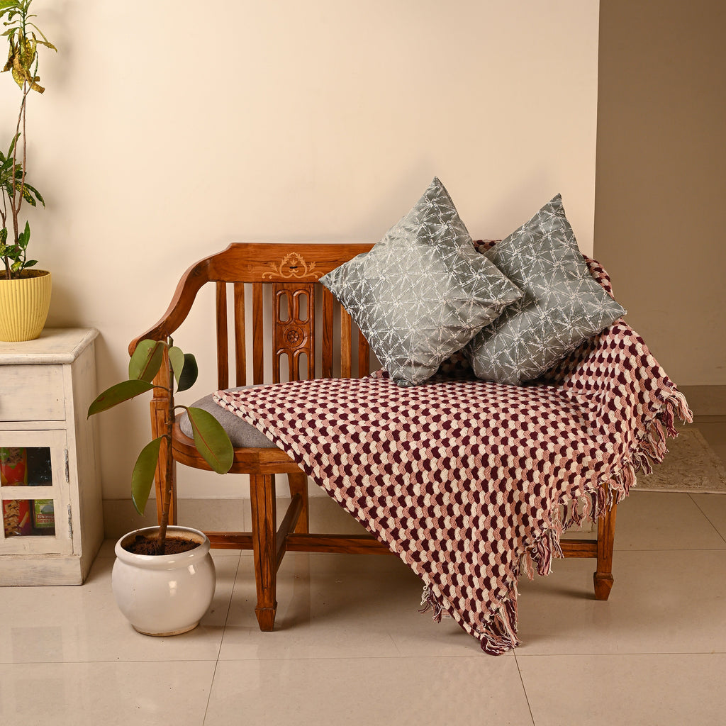 Saukins Geometric I Olive Grey Cushion Cover