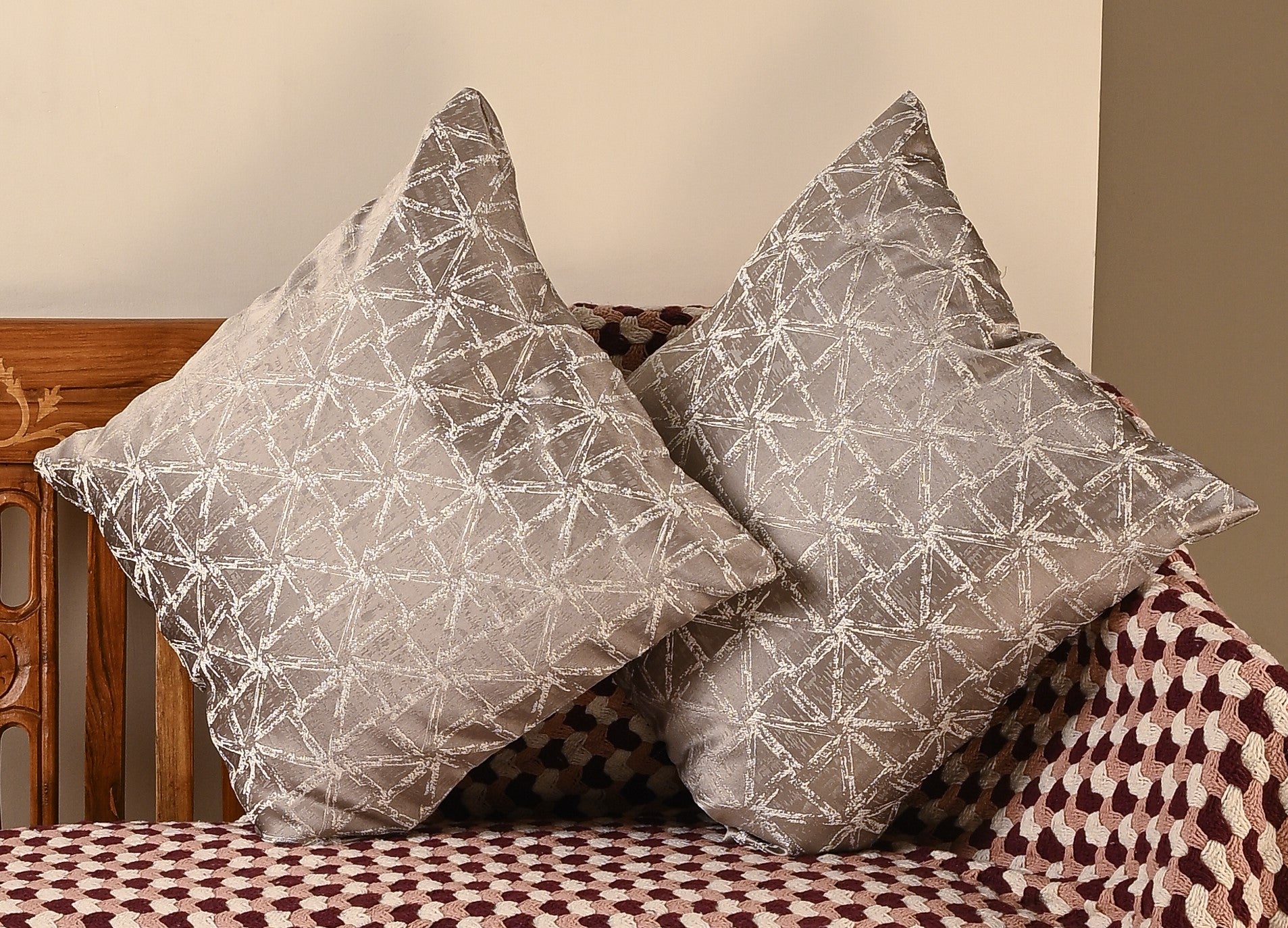 Saukins Geometric I Grey Cushion Cover