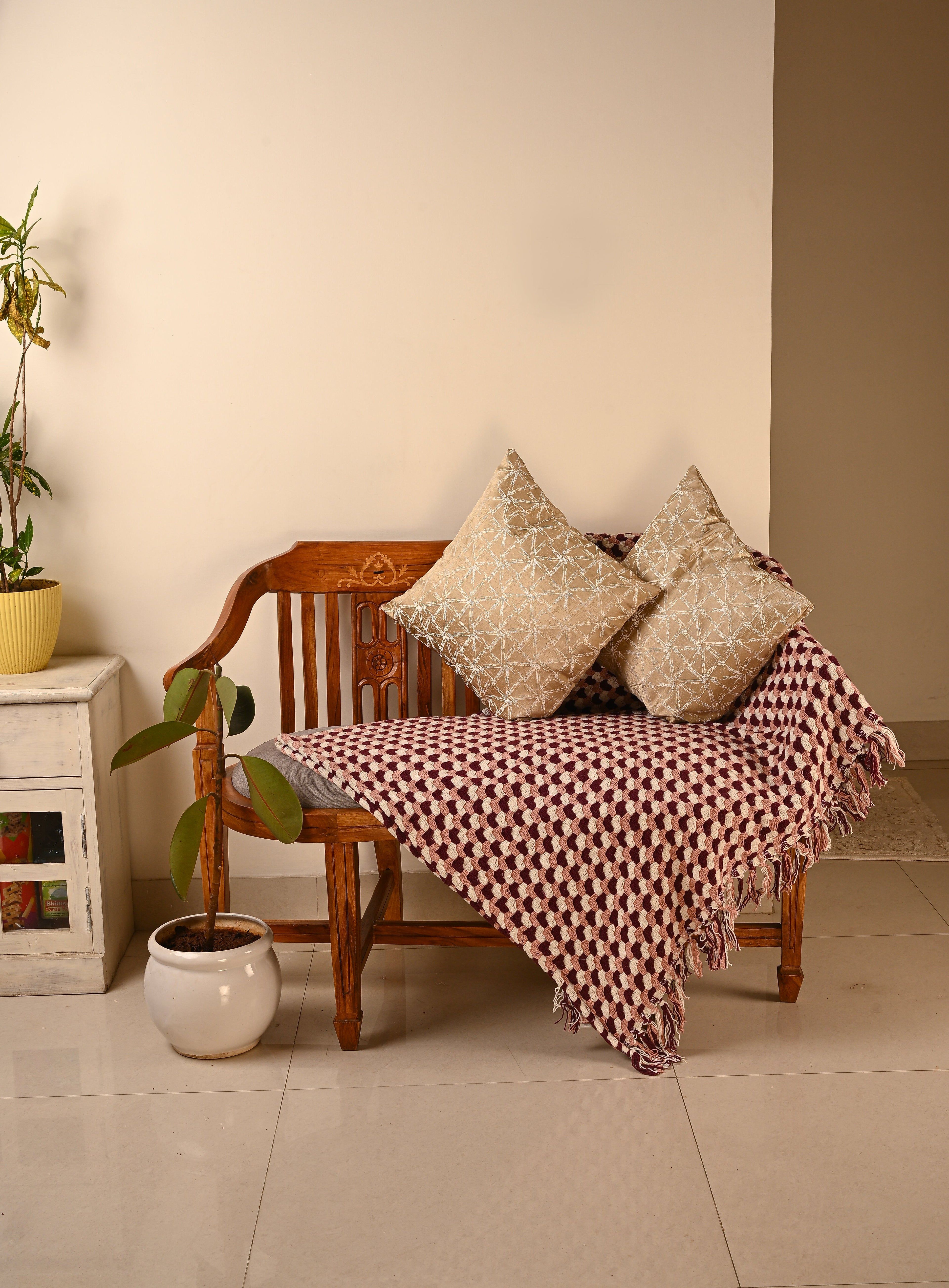 Saukins Geometric I Warm Taupe Cushion Cover