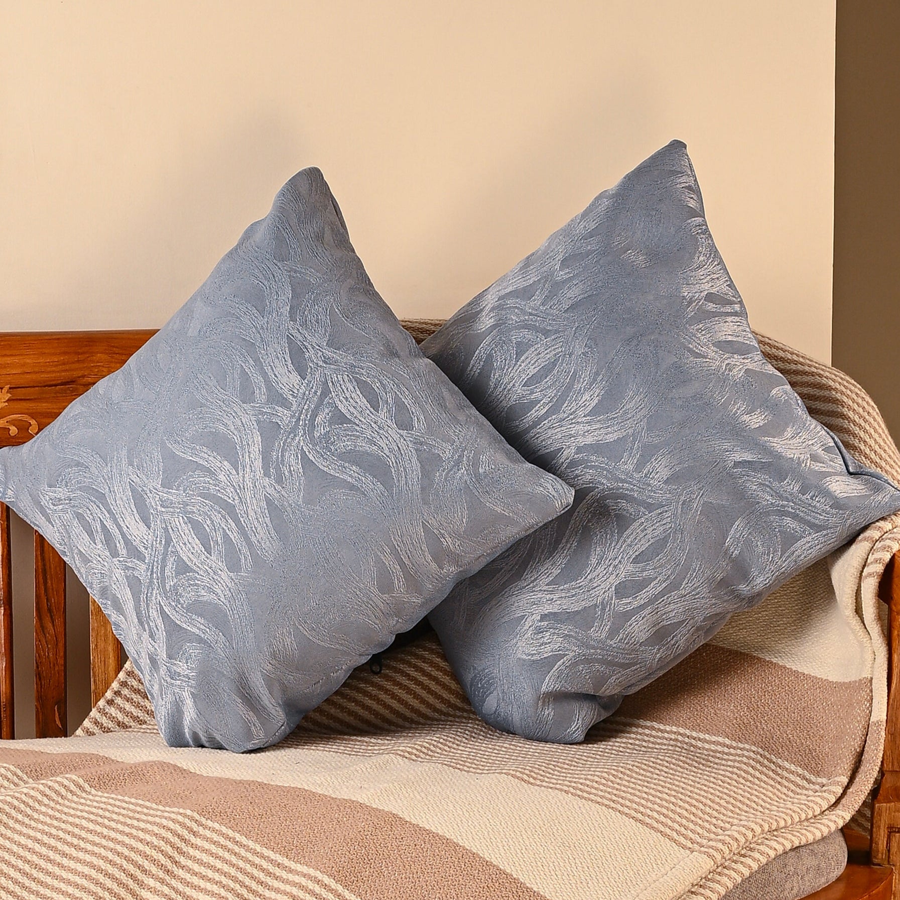 Saukins Geometric III Blue Cushion Cover