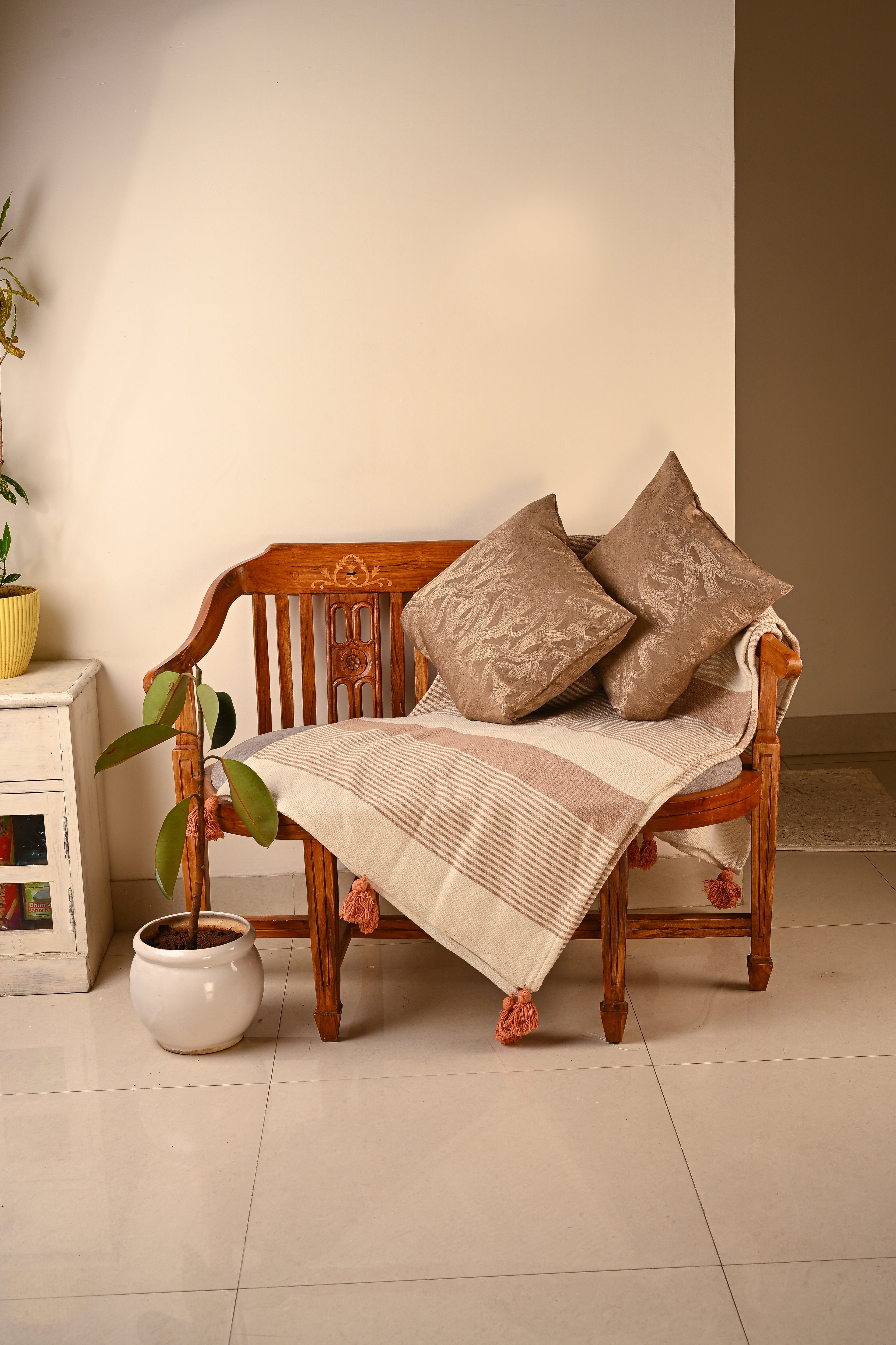 Saukins Geometric III  Brown Cushion Cover