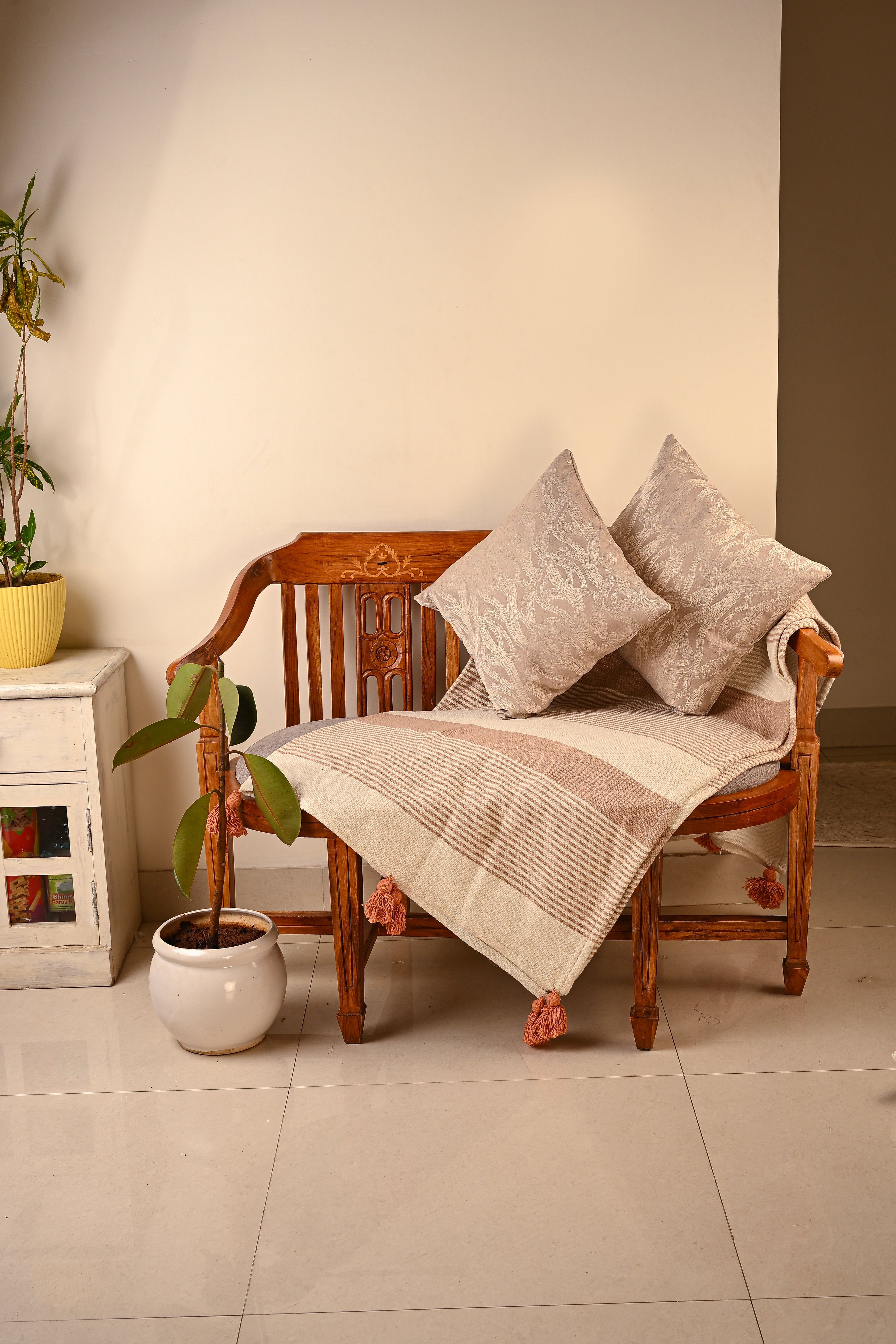 Saukins Geometric III Light Brown Cushion Cover