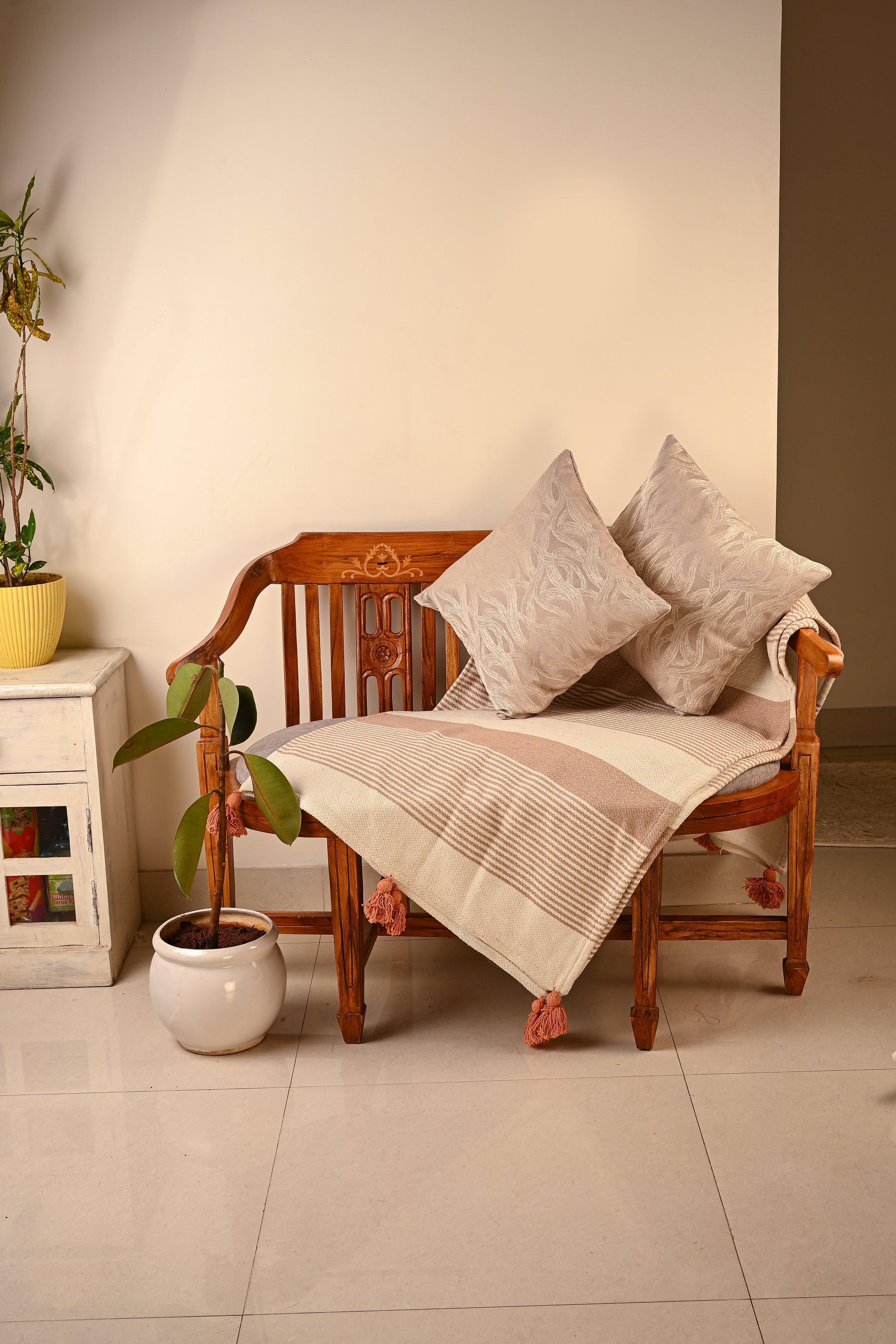 Saukins Geometric III Light Brown Cushion Cover