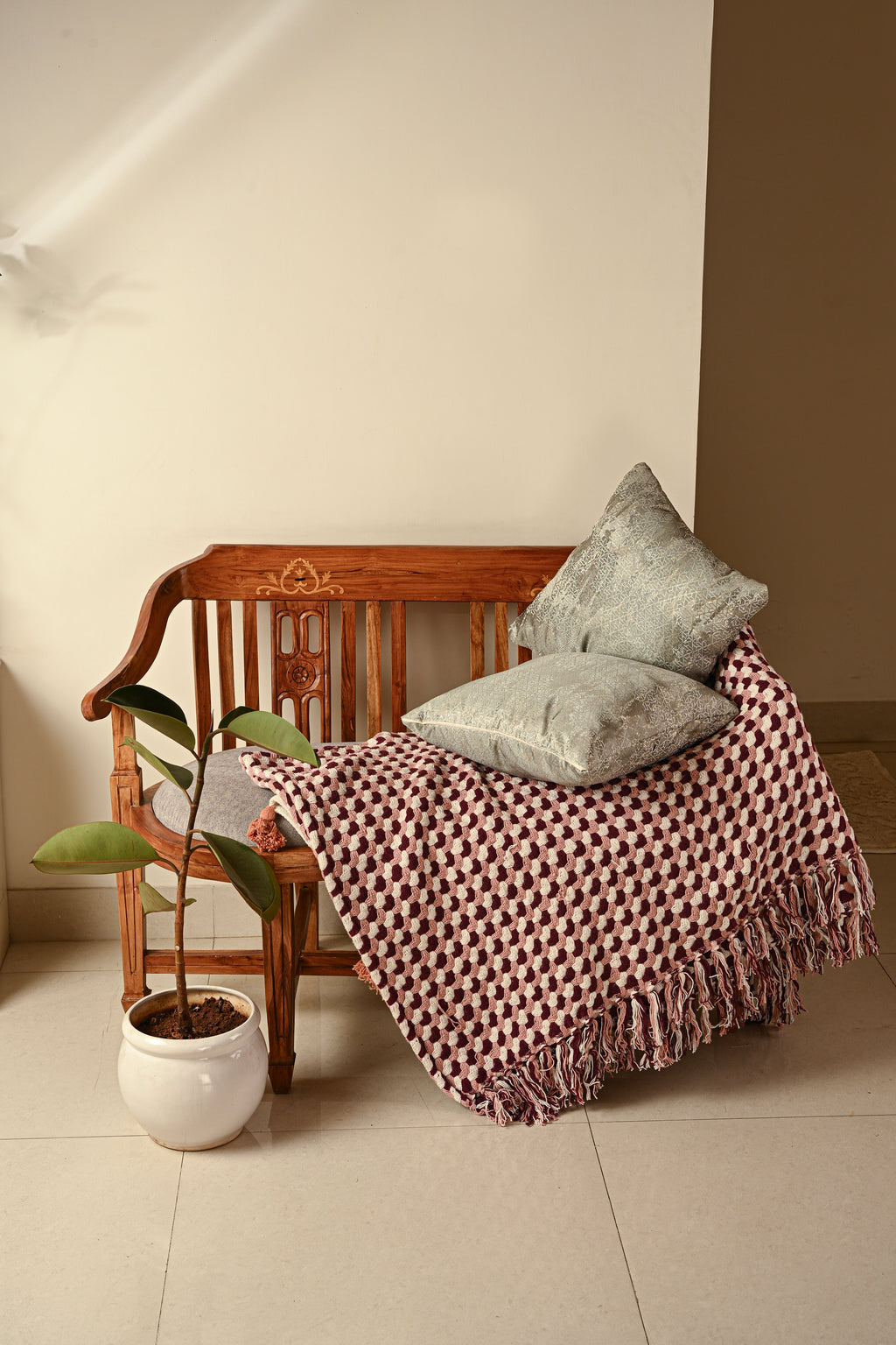 Saukins Geometric II Olive Grey Cushion Cover