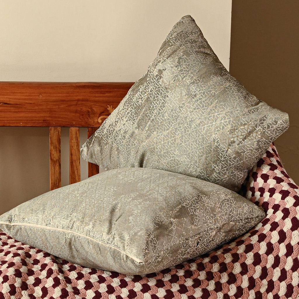 Saukins Geometric II Olive Grey Cushion Cover