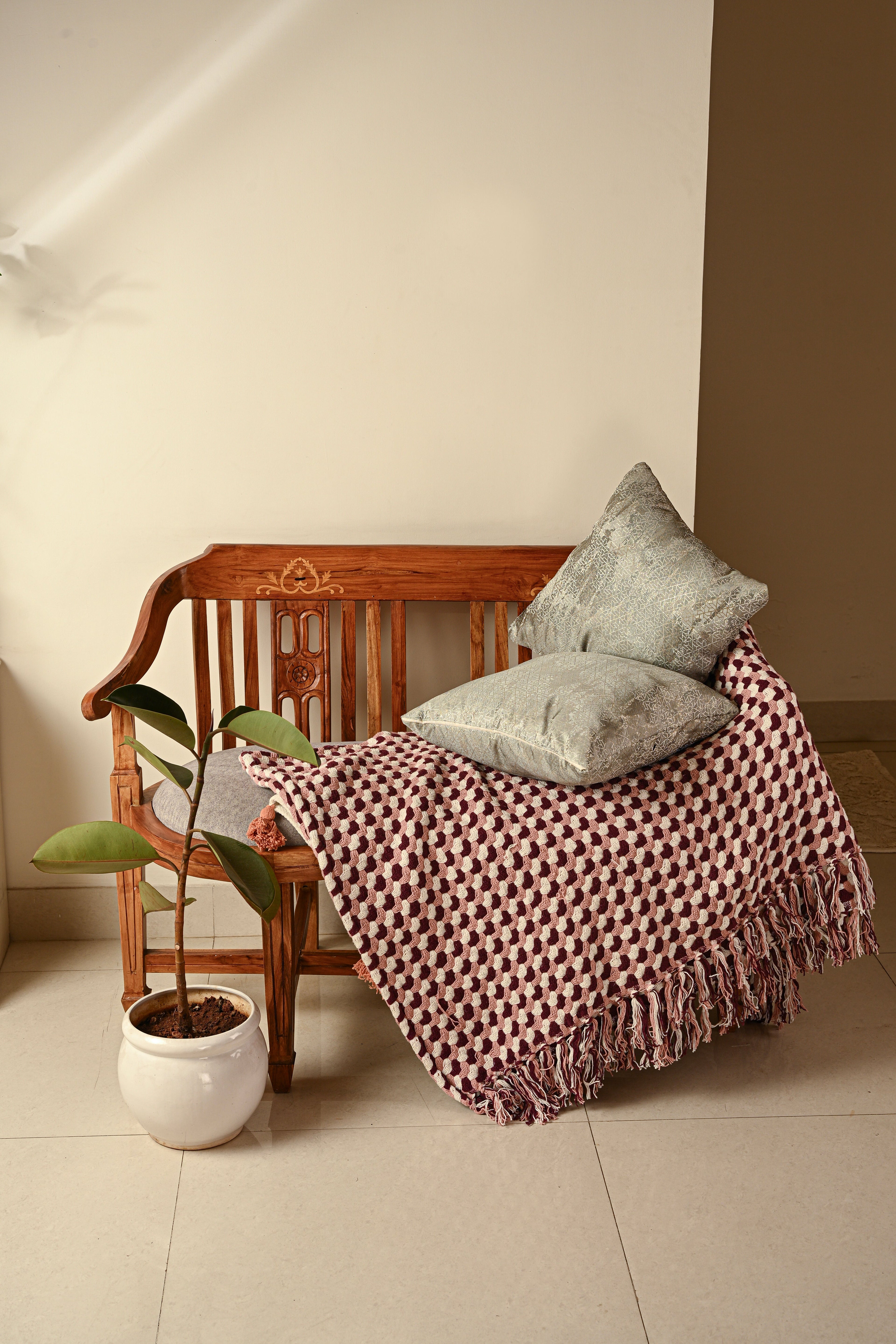 Saukins Geometric II Olive Grey Cushion Cover