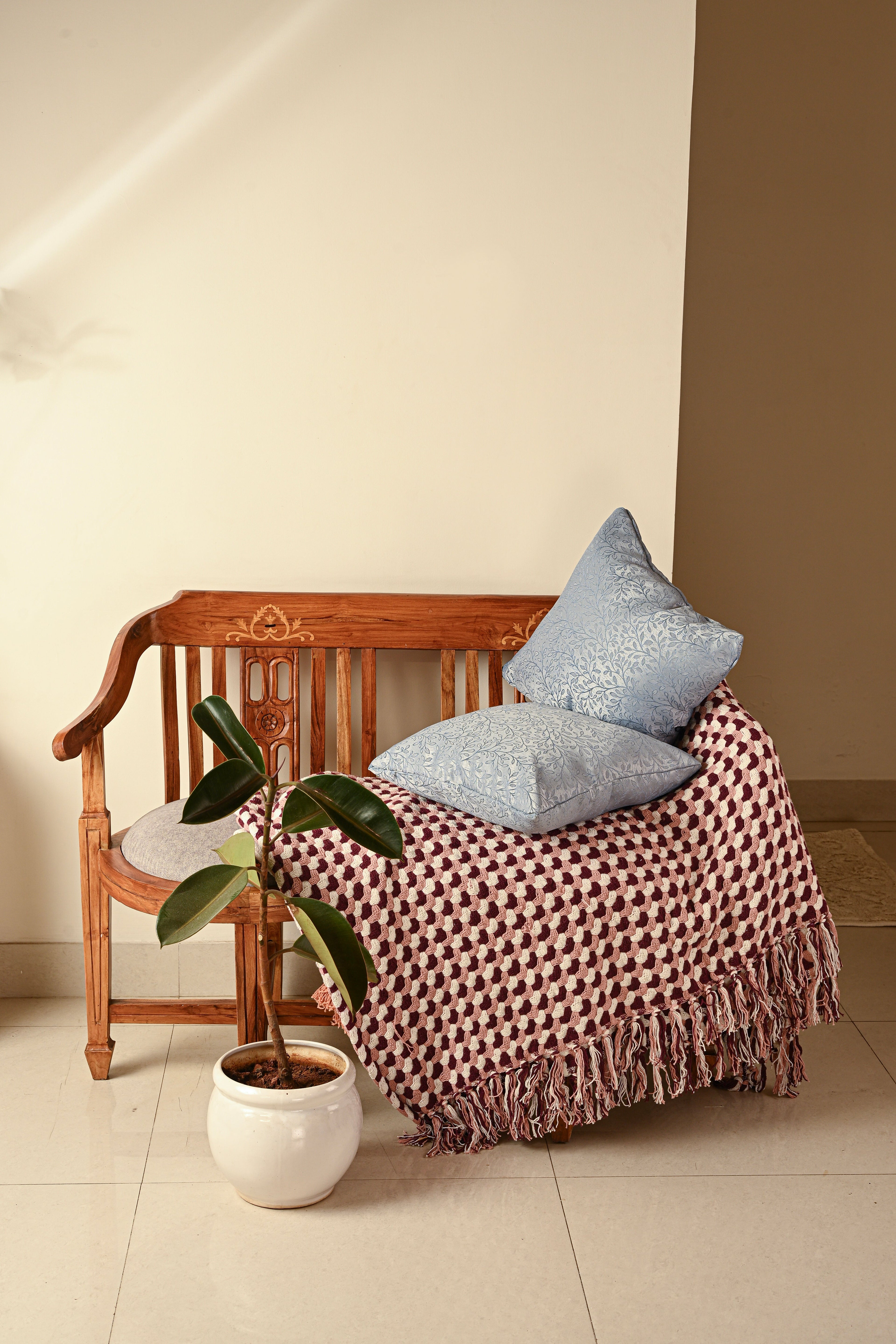 Saukins Natural II Blue Cushion Cover