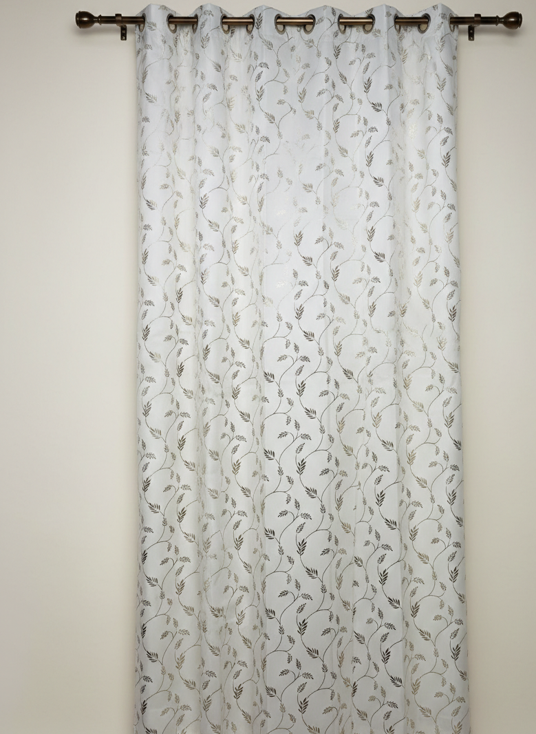 Saukins Leaf Pattern Cream Golden Foiling Details  80%Blackout curtain