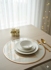 Elegant Leaf Design Rose Gold Round Table Mat - Saukins Collection