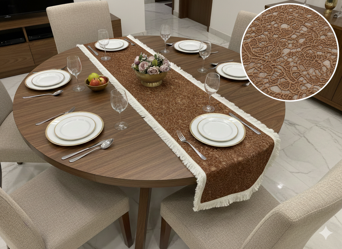 Saukins Cloth Table runner Brown