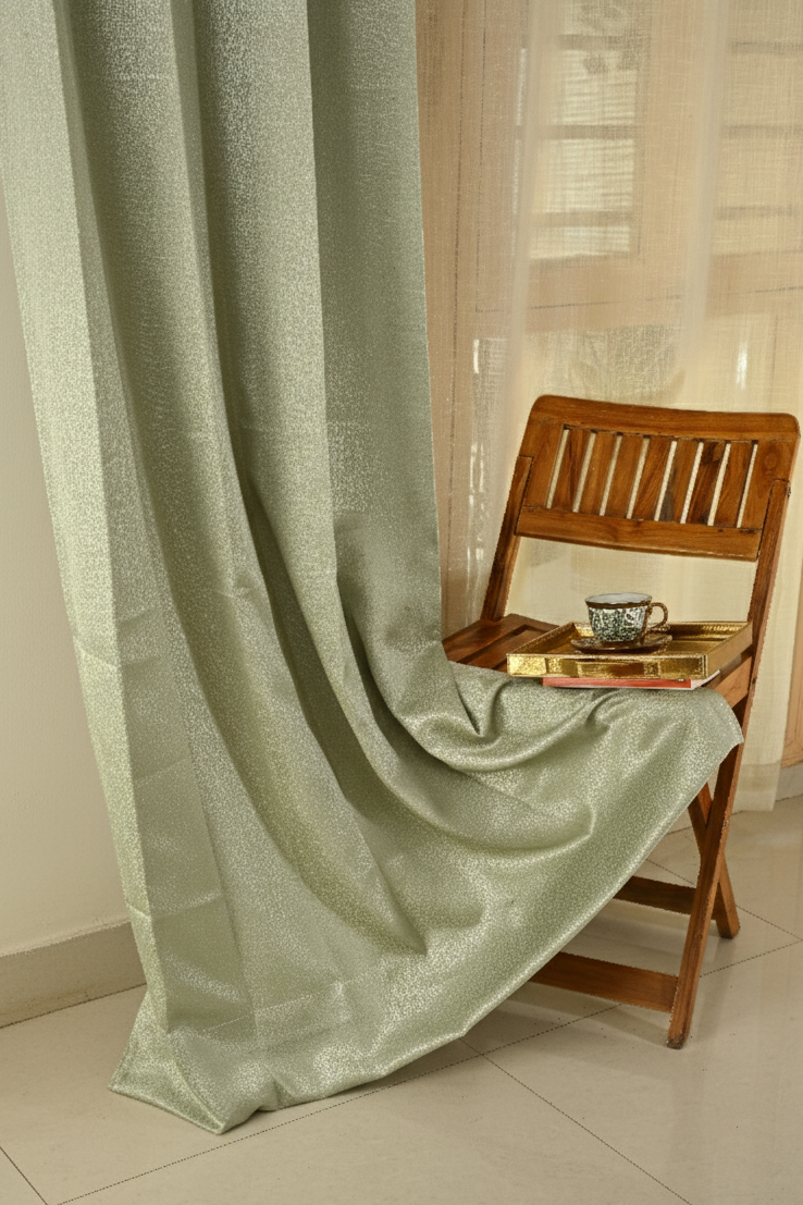 Saukins Plain II Green Curtain