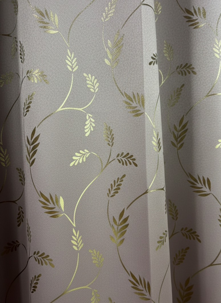 Saukins Leaf Pattern Vine Golden Foiling Details  80% Blackout curtain