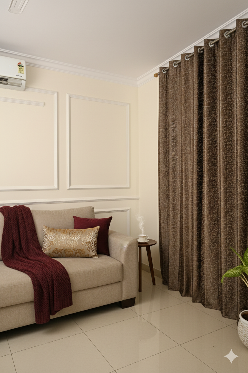 Saukins Geometry II Brown Curtain