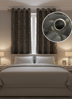 Saukins Leaf Pattern Grey Golden Foiling Details 80% Blackout curtain