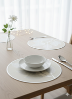 Elegant Leaf Design Silver Round Table Mat - Saukins Collection