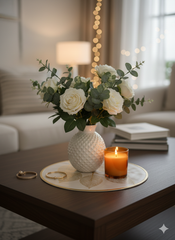 Elegant Leaf Design Golden Round Table Mat - Saukins Collection