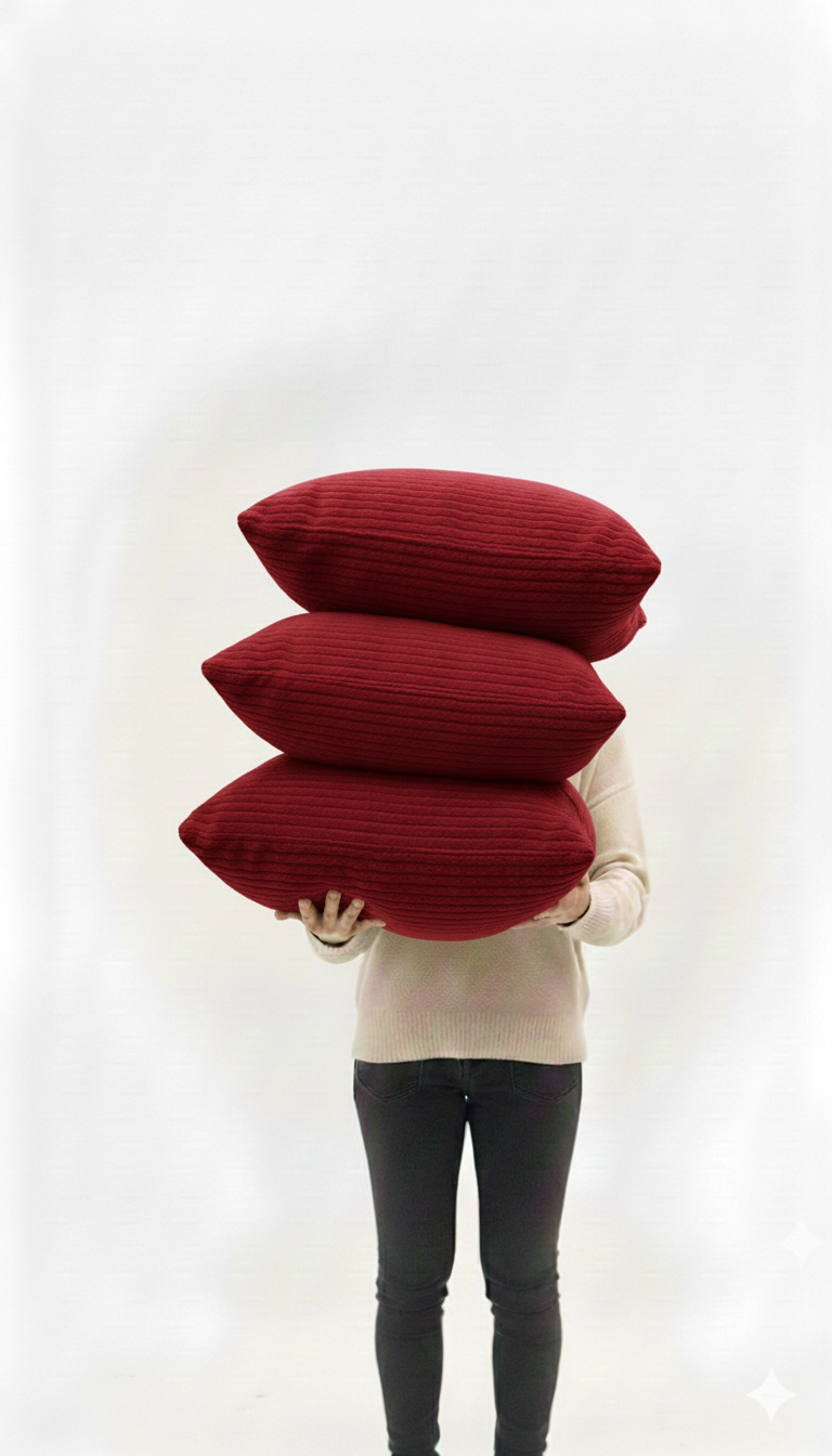 Saukins Premium Faux Fur Cushion Cover Red