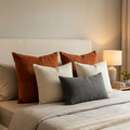Boucle Yellow and Rust cushion cover combo