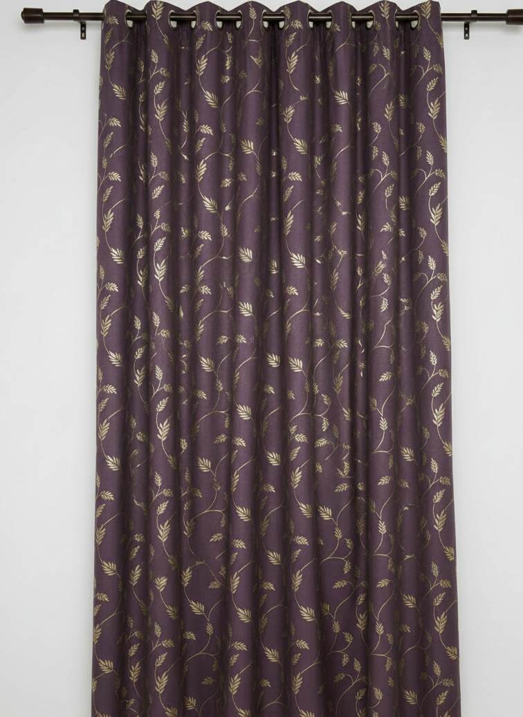 Saukins Leaf Pattern Vine Golden Foiling Details  80% Blackout curtain