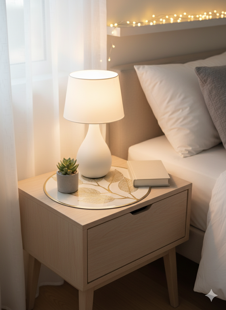 Elegant Leaf Design Golden Round Table Mat - Saukins Collection