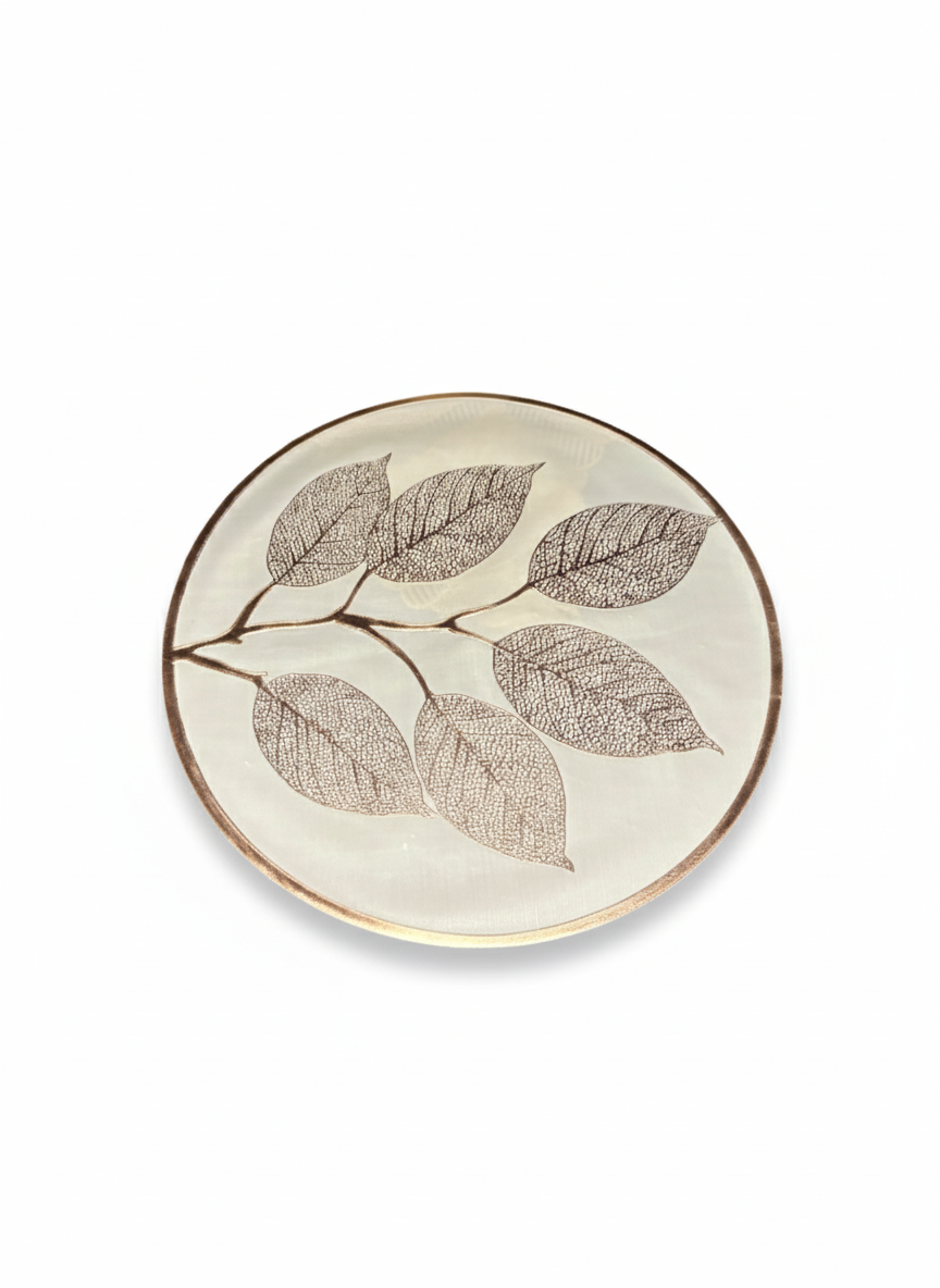 Elegant Leaf Design Rose Gold Round Table Mat - Saukins Collection