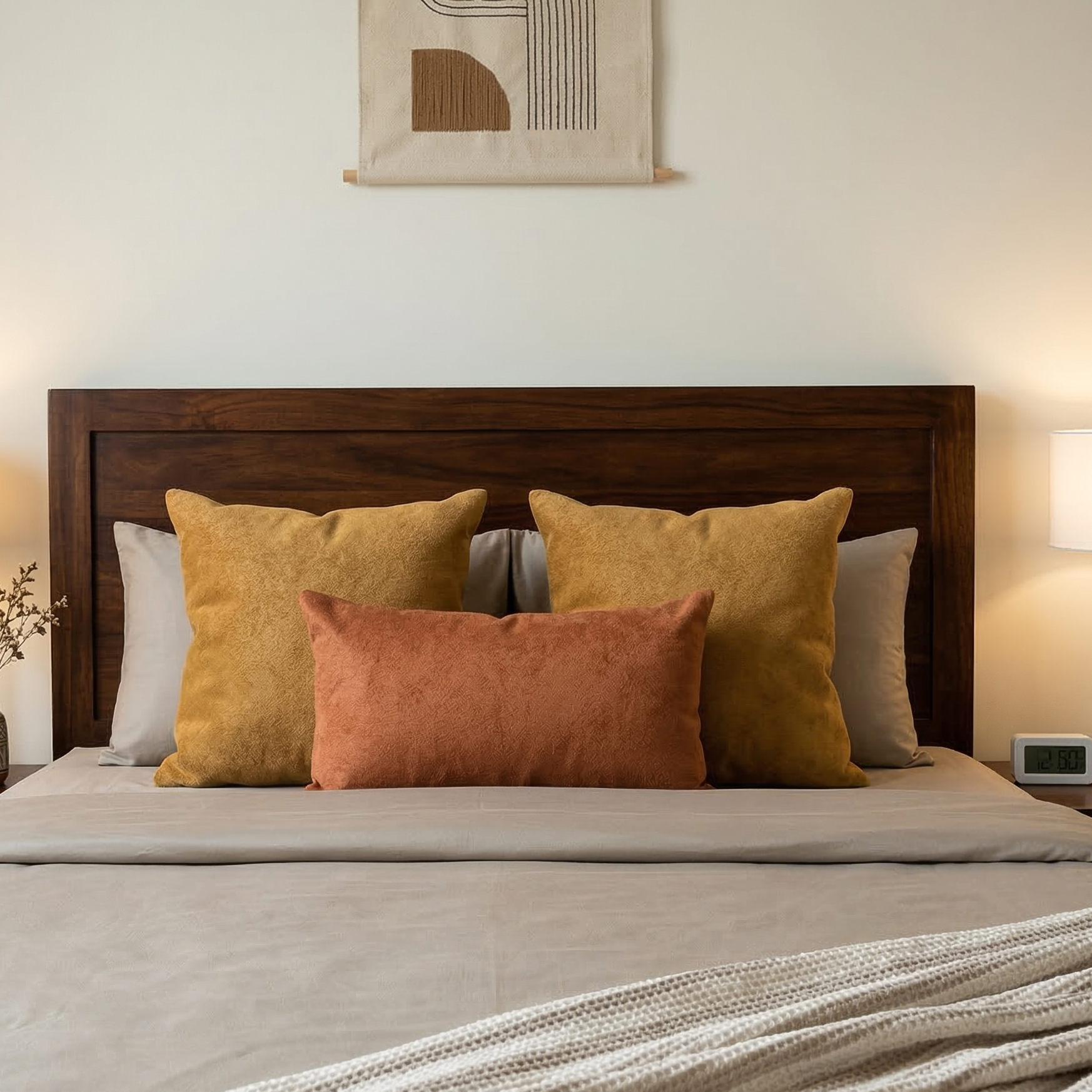 Boucle Yellow and Rust cushion cover combo