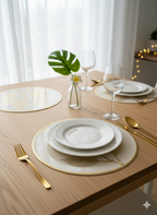 Elegant Leaf Design Golden Round Table Mat - Saukins Collection