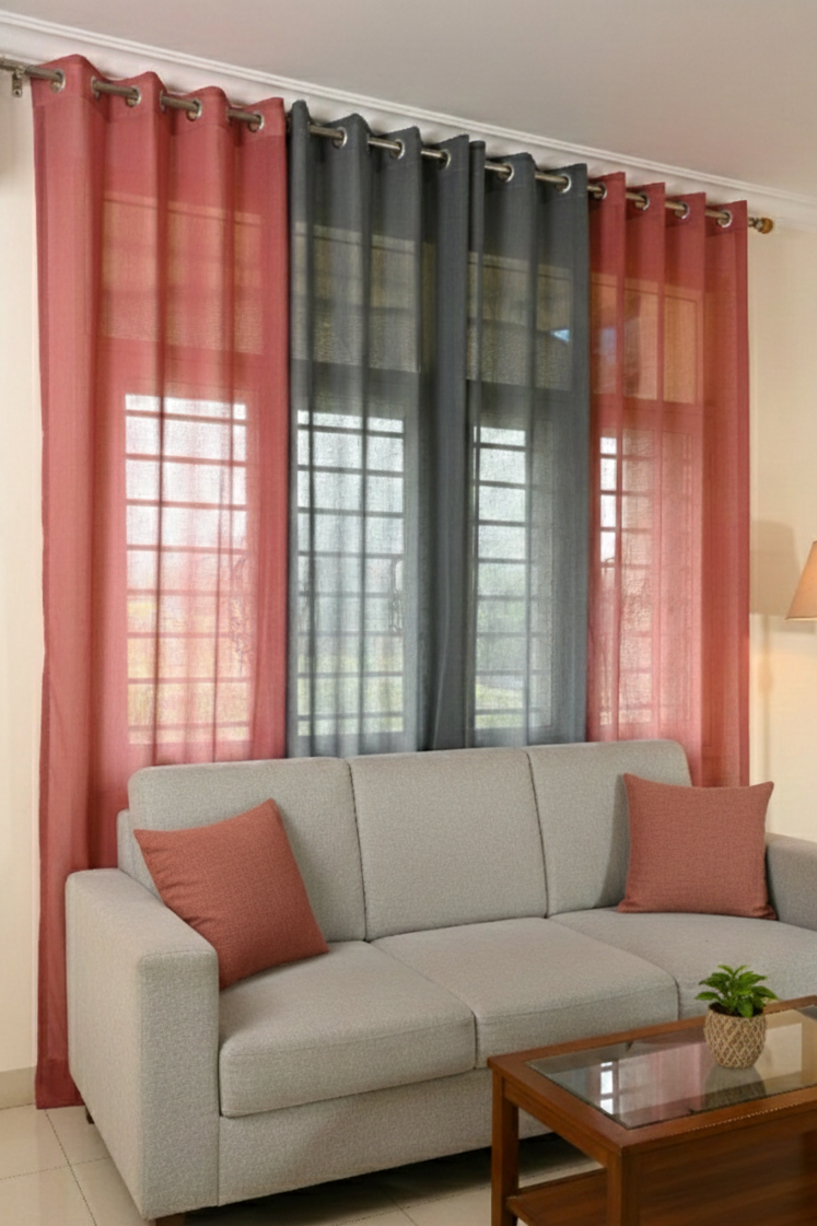 Net Sheer Curtain with Cushions pack of 3 curtains