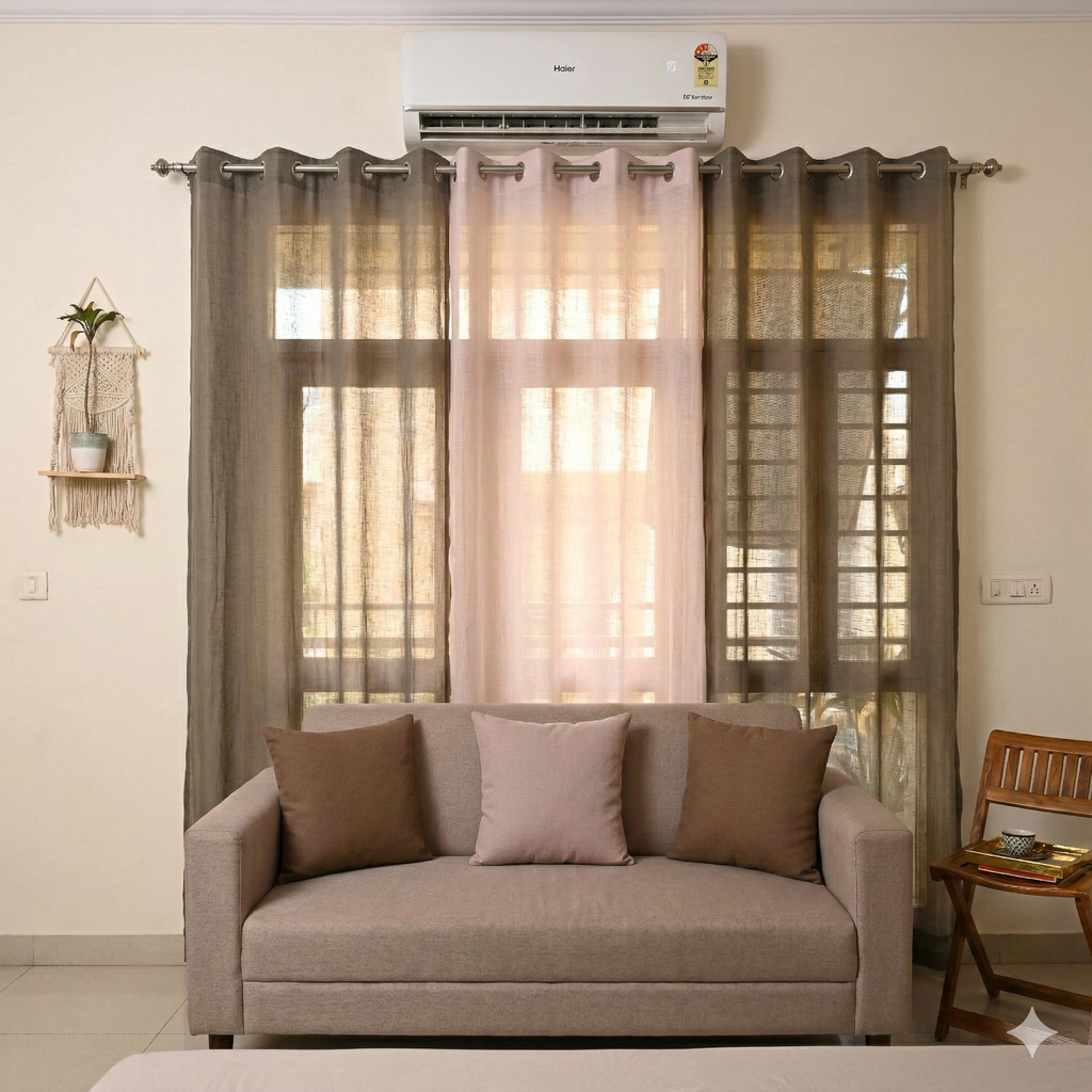 Net Sheer Curtain pack of 3