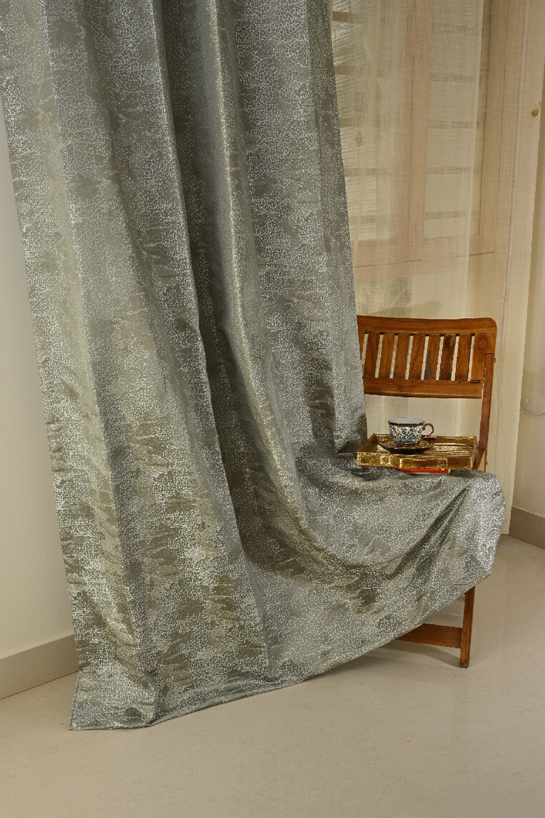 Saukins Geometry IV Blue Curtain