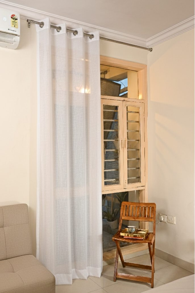 Saukins Sheer Net White Curtain