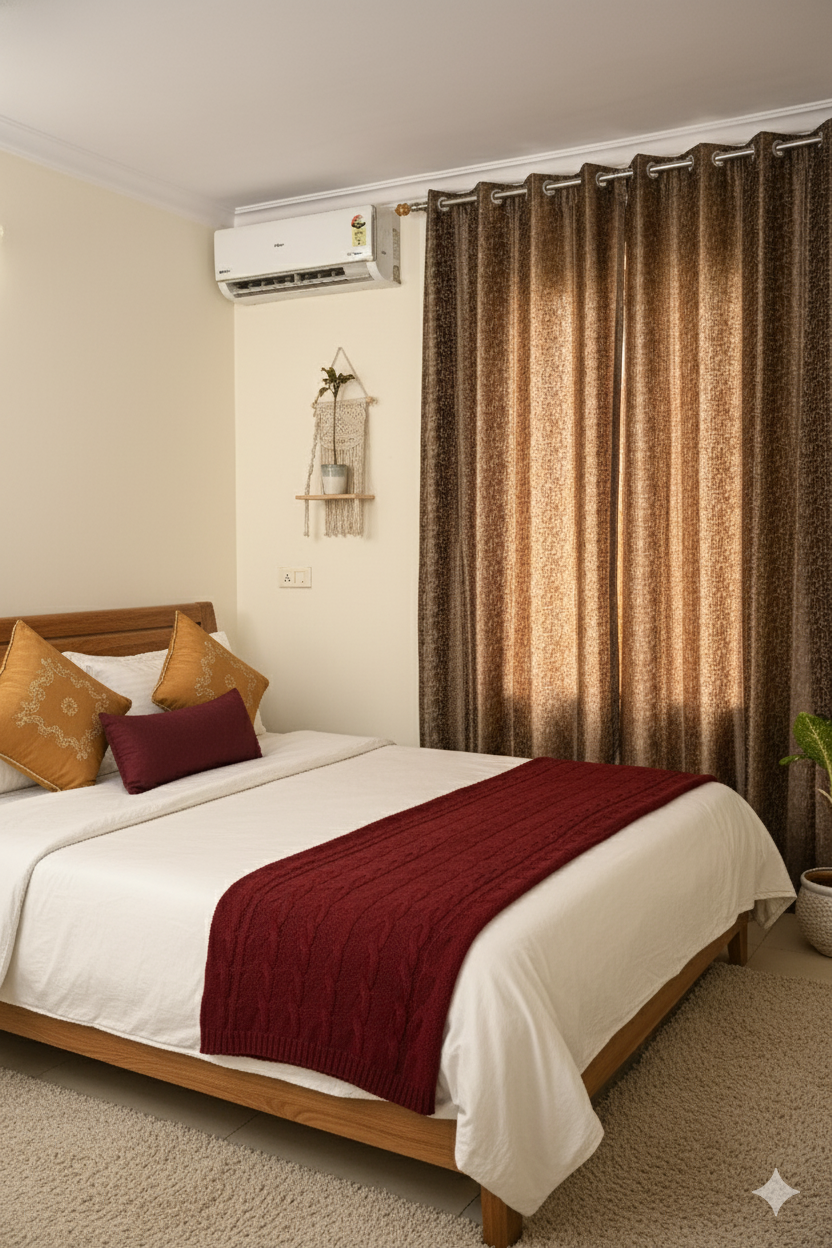 Saukins Geometry II Brown Curtain