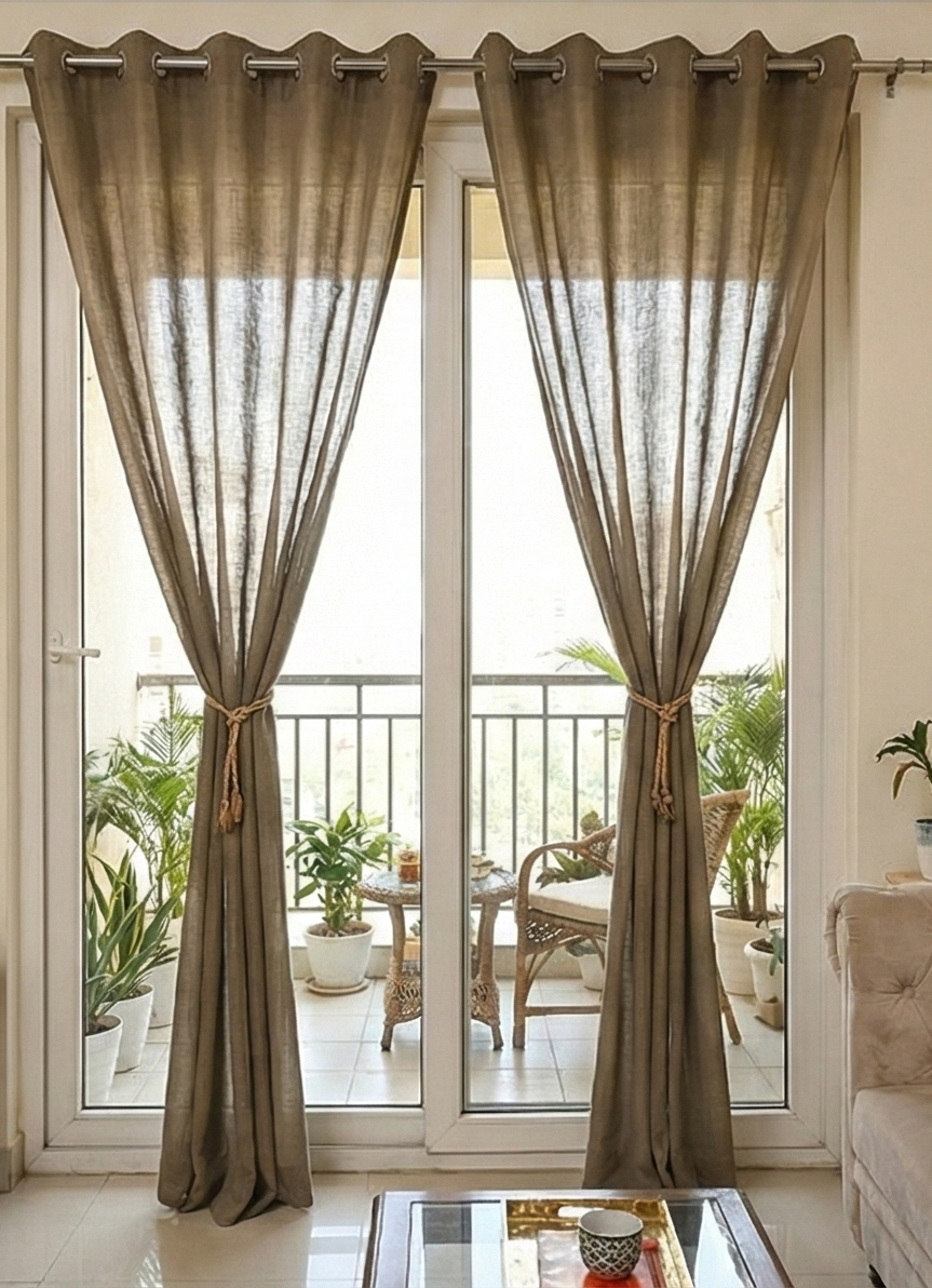 Saukins Sheer Warm Taupe Curtain