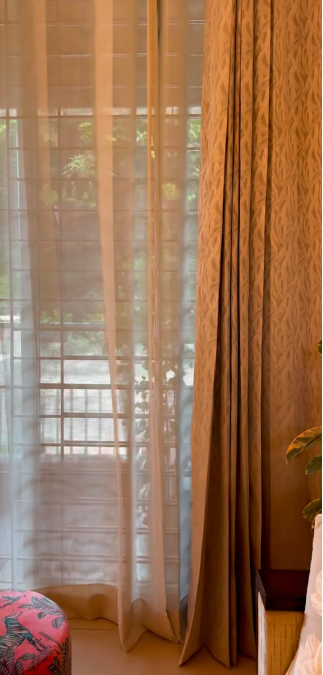 Influencers choice Lines Pattern Cream Curtain Aashna 50% Blackout curtain