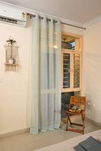 Saukins Sheer Olive Grey Curtain