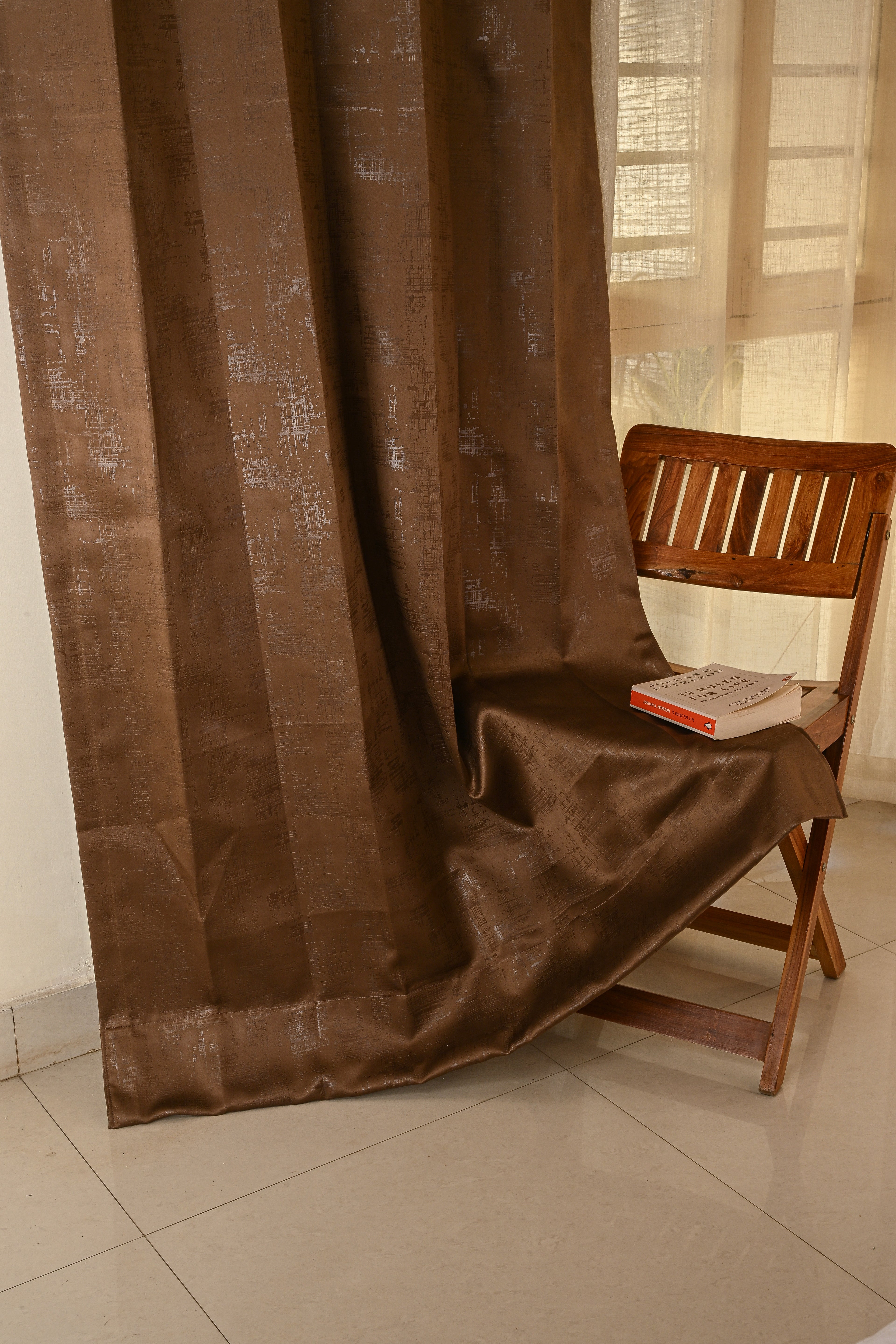 Saukins Geometry I Brown Curtain