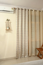 Saukins Elegance I Grey Damas Pattern Curtain