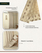 Saukins Elegance I Brown Damas Pattern Curtain