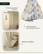 Saukins Elegance I Grey Damas Pattern Curtain